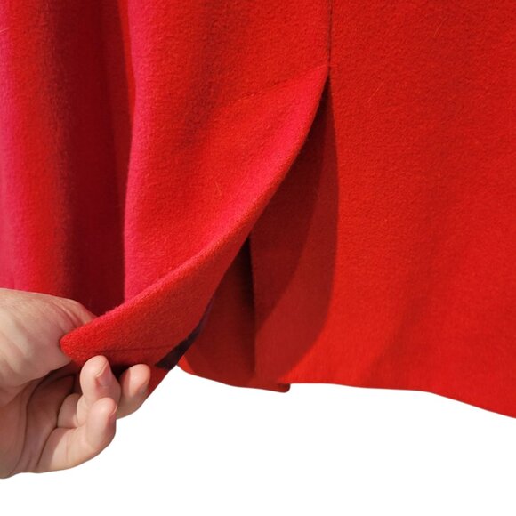 Pre-owned Merona Red Single-Breasted Wool Blend A-Line Coat - Picture 5 of 7